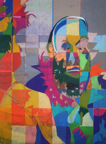 Stained Glass Flamboyant (sold);
watercolor and oil pastel on paper, 24 x 18" Stained Glass Flamboyant (sold);
watercolor and oil pastel on paper, 24 x 18"